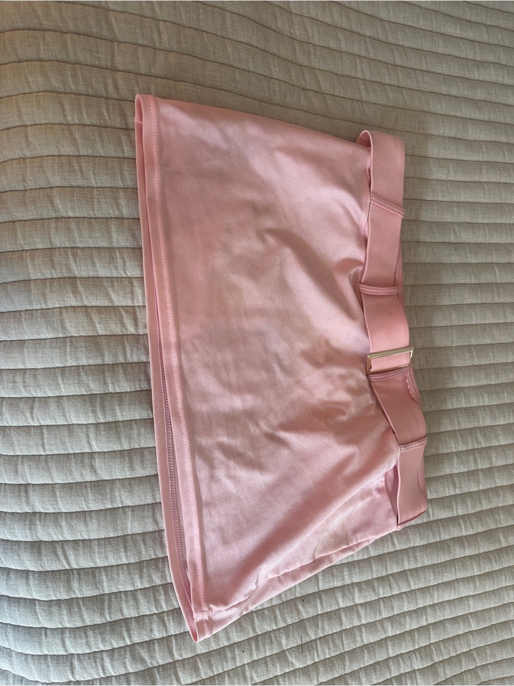 Light Pink Satin Mini Skirt with Decorative Waistband dove
